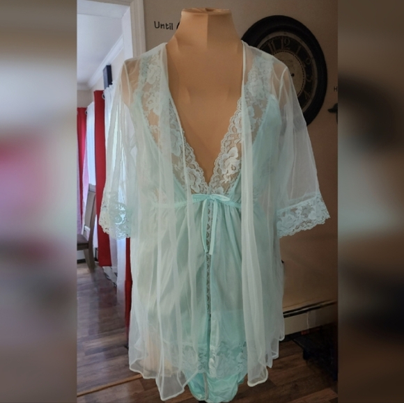 Vintage Vandemere Aqua‎ Sexy Fairy Babydoll Set Women's Medium - Picture 1 of 8